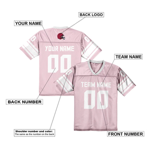 Maillot de football américain rose pour femme, col en V, manches courtes, nom de l'équipe sublimé, 00, évacuation de l'humidité, coupe classique, toutes saisons - Product Image 3
