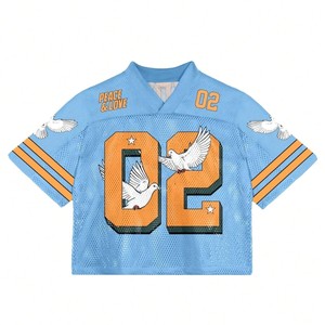 Camiseta de fútbol americano de malla oversize con gráfico de sublimación personalizado, cuello en V, estilo urbano, uniforme de equipo, OEM al por mayor - Product Image 1