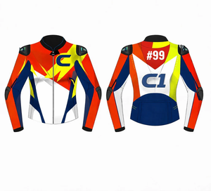 Chaqueta de Motociclista Personalizada GSX de Cuero, Impermeable, de Secado Rápido, con Protección de Nivel 2 CE, para Carreras en Pista, con Protección Antichoque - Product Image 1