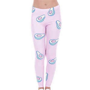 Leggings de yoga taille haute à imprimé avocat rose, extensibles dans les quatre sens, en spandex et polyester - Product Image 2
