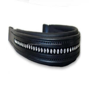Bande de front de cheval en cuir rembourrée à la main faite à la main sur mesure toute forme conçue avec 1 rangée de petits cristaux Bling chaîne bride bande de front - Product Image 5