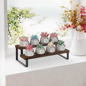 Étagère à épices en bois à 2 niveaux pour comptoir |   Étagère de rangement multifonctionnelle pour la cuisine |   Support de rangement de cuisine en bois et métal pour épices - Product Image 3