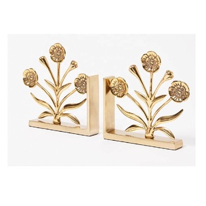 Sujetalibros de latón de hoja de desplazamiento pesado Vintage par de escaparate de Arte de Metal estantería escritorio para oficina biblioteca sala de estudio - Product Image 4