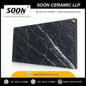 SOON CERAMIC - Grande dalle de marbre calcite noir poli, écologique et moderne, avec des veines blanches, provenant du Rajasthan, pour une utilisation murale et au sol - Product Image 4