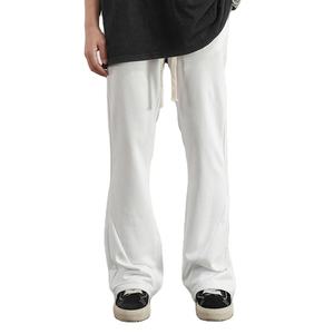Pantalon de survêtement en toile de coton décontracté pour hommes de grande taille pantalon de survêtement empilé pantalon éponge d'extérieur pantalon de survêtement confortable évasé à jambes larges - Product Image 1