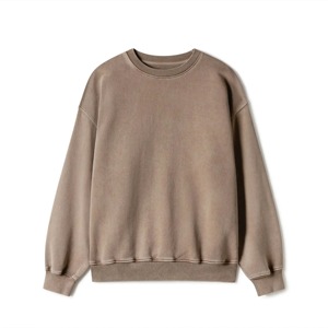 เสื้อสเวตเชิ้ตคอกลมทรงโอเวอร์ไซส์ ยูนิเซ็กซ์ สีพื้น ผ้าถักเนื้อฝ้าย สวมใส่สบายๆ ทรงพอดีตัว ความยาวปกติ เหมาะสำหรับฤดูใบไม้ร่วง - Product Image 1