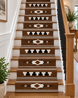 STAR HOMETEX Tapis de couloir en laine marron à motif géométrique, antidérapant, tissage plat, style bohème, à poils ras