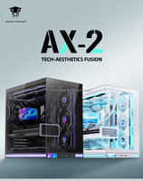 Boîtier de jeu pour ordinateur de bureau ATX Jungle Leopard AX-2 Full Tower avec écran de 2,99 pouces, façade en acier et verre, ports Type-C/USB/Audio, sans pilier