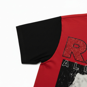 T-shirt rouge pour homme à col rond et manches courtes, coupe ample, tricoté 100% coton, style décontracté, motif lettres, Seamrewear - Product Image 4