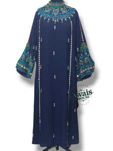 Awais House Women's Maroon Embroidered Organza Modest Floor-Length Abaya Beading Sheer Layer Full Sleeve Sweetheart Middle East - Product Image 3