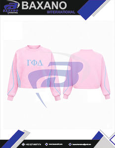 Sudadera Corta Rosa y Azul de la Hermandad Gamma Phi Delta GPD con Bordado Azul y Diseño de Ribete Impreso, Ropa Universitaria de Hermandad - Product Image 4