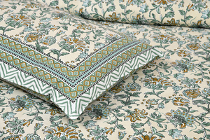 Hand Block Cotton Printed 200TC Full Size All-Season Eco-Friendly Skin-Friendly <b>Flat</b> & <b>Fitted</b> Bed <b>Sheet</b> - Product Image 4