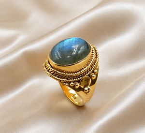 Anillo de Plata de Ley 925 con Labradorita Azul Fuego, Estilo Vintage, Hecho a Mano, con Piedra Preciosa, para Boda o Compromiso, Chapado en Oro Amarillo Rosa - Product Image 5