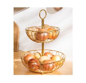 Cesta de frutas redonda de hierro ecológica para encimera de cocina, tazón para almacenar frutas, organizador decorativo para mesa de comedor para el hogar - Product Image 1