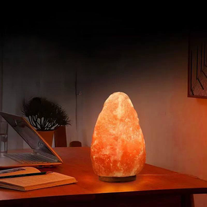 Lampe en sel rose de l'Himalaya de forme naturelle, 2-3 kg, sculptée à la main, avec base en bois, par Tahir Gems - Product Image 5