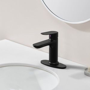 Grifo de Lavabo Monomando Negro Mate para Baño, 1 o 3 Orificios con Mangueras de 9/16'' para Lavadero - Product Image 4