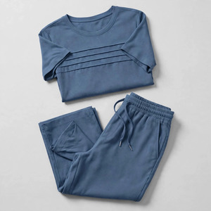 2026 Wholesale Summer Men's Casual Shorts <b>Set</b> Plain Color Solid 100% Cotton Jersey Quick Dry Knitted Customized Logo <b>Twin</b> <b>Set</b> - Product Image 3