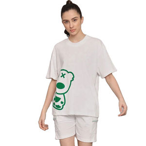 Conjunto Casual de Dos Piezas para Mujer al por Mayor: Camiseta y Pantalón Corto con Estampado Temático Musical, Estilo Veraniego, Ajuste Relajado, Conjunto Coordinado para Chicas - Product Image 1