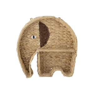 Estante infantil de jacinto de agua de alta calidad con forma de elefante, decoración de pared de mimbre natural para habitación infantil, adorable almacenamiento y exhibición para guardería. - Product Image 1