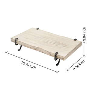Rustic Wood Serving Tray with Metal Legs Farmhouse Display Riser Decorative Wooden Tray - Product Image 3