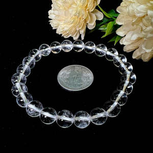8mm Clear Quartz Stone <b>Bracelet</b> Semi-Precious Round <b>Bead</b> Energy Gift for Women and Men Fine Beaded <b>Bracelets</b> - Product Image 4