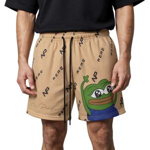 Shorts de basketball streetwear pour hommes de qualité supérieure, entrejambe de 7 pouces, double couche, protection anti-UV, taille élastique, 100 % polyester - Product Image 1