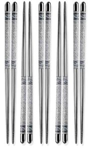 <b>Reusable</b> Stainless Steel <b>Chopsticks</b> Non-Slip Grip Lightweight Metal <b>Chopsticks</b> Dishwasher Safe Eco-Friendly Dining utensils - Product Image 2