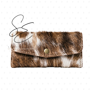 Bolso de mano de cuero genuino de vaca con diseño de solapa estilo western, múltiples ranuras para tarjetas, bolsillo con cremallera y cierre a presión. - Product Image 1