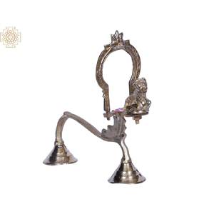 Shodash upachara Nandi โคมไฟทองเหลืองขนาด8นิ้วทำด้วยมือของตกแต่งบ้านผลิตในอินเดีย - Product Image 3