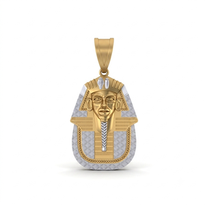 Collier Pendentif Égyptien Pharaon Personnalisé en Argent 925 Bicolore Plaqué Rhodium Style Vintage Élégant avec Breloques Givrées – Idéal Cadeau Bijou - Product Image 1