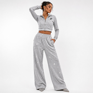 Proveedor de Pantalones de Alta Calidad con Pedrería, Pantalones Anchos de Cintura Elástica a la Moda, Coloridos, Brillantes, con Adornos de Alta Costura - Product Image 2