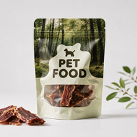 Sachet d'emballage personnalisé imprimé, pochette verticale avec fenêtre transparente et fermeture éclair refermable pour aliments pour animaux de compagnie et friandises pour chiens