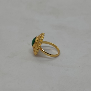 Stunning Round Green Crystal <b>Ring</b> Gold Plated Floral Sunburst <b>CZ</b> Halo Statement Ethnic Fashion Jewelry for Women Wholesale - Product Image 3