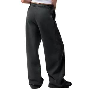 <b>Men</b> <b>Wide</b> <b>Leg</b> Straight <b>Trousers</b> Loose Fit Casual Pants Mid Rise Drawstring Closure 100% Cotton Heavyweight Streetwear Lounge Wear - Product Image 2
