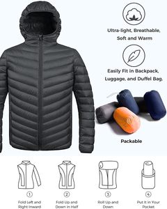 <b>Men's</b> Custom Logo Winter Puffer <b>Jackets</b> Hood OEM ODM Service Genuine <b>Leather</b> Casual XS Canvas Front Zipper Plain Dyed Techniques - Product Image 4