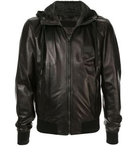 Sweat à capuche élégant en cuir de qualité supérieure multicolore pour hommes, en véritable peau de mouton, sweat à capuche d'hiver pour hommes, manteau en cuir fait main, design personnalisé - Product Image 4