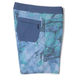 Shorts de Playa para Hombre con Estampado de Peces Azules, Secado Rápido, Cintura Elástica, Estilo Casual, Largo Bermuda, Poliéster, con Bolsillos - Product Image 1