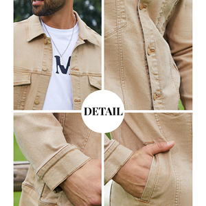 Chaqueta de Mezclilla de Algodón para Hombre, Estilo Casual, Color Sólido, Cuello Solapa, Cierre de Botón, Chaqueta Vaquera para Hombre, Otoño, Corte Ajustado, Calidad - Product Image 6