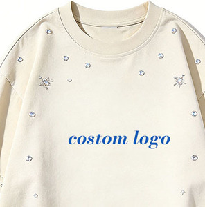 Custom Rhine Stone Oversized Crop t Shirt Wholesale OEM Service Casual Or Street Style Premium Stone Trending T Shirt For Unisex - Product Image 4