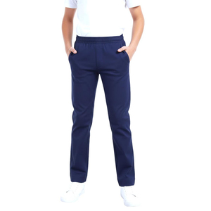Pantalons d'école pour garçons avec poches, bleu marine, taille élastique, tissu sergé confortable, coupe droite, uniforme scolaire pour enfants - Product Image 1
