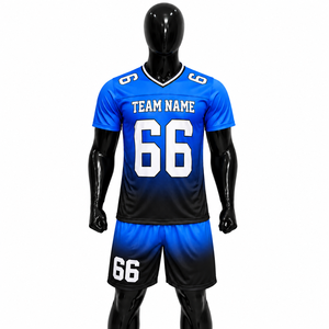 Ensemble de maillots de football personnalisés en polyester respirant, dégradé violet-noir, uniforme d'équipe numéro 66, unisexe adulte - Product Image 5