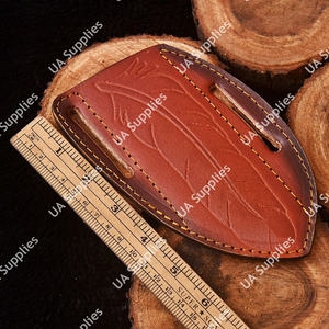 Étui pour couteau à crêpes OEM personnalisé en cuir véritable épais, étui pour couteau pliant à port horizontal incliné avec passant de ceinture pour la chasse et le camping - Product Image 2