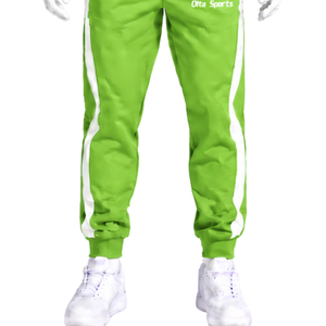 Ensemble de survêtement vert lime unisexe, sweat-shirt à capuche et pantalon de jogging, bande latérale contrastée, vêtements de sport décontractés pour l'entraînement - Product Image 6