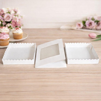 Boîte à gâteau carrée haute jetable et biodégradable, respectueuse de l'environnement, avec fenêtre |   Emballage de boulangerie en carton de 10 pouces