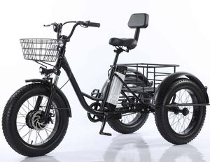 ยางสำหรับหิมะขนาด 20/24 นิ้ว แบตเตอรี่ลิเธียม 48V15a มอเตอร์ไร้แปรงถ่าน รถสามล้อไฟฟ้าแบบมีแป้นปั่นช่วยแรง จักรยานไฟฟ้าสามล้อ - Product Image 3