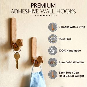 Wholesale Handcrafted Wooden Adhesive Bird Wall <b>Hooks</b> Natural Finish Decorative Coat Hangers Home Storage Utility <b>Hook</b> - Product Image 4