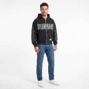 Custom Graphic Men's <b>Black</b> Zip-Up <b>Hoodie</b> With Jason Voorhees Print Oversized Streetwear French Terry Hooded Sweatshirt Autumn - Product Image 6