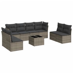 Large Grey PE Rattan Garden <b>Sofa</b> Set Durable Polyester <b>Foam</b> and Cotton Fiber Material - Product Image 2