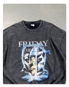 เสื้อผ้าสตรีทแวร์คุณภาพสูง ผ้าฝ้าย 100% พิมพ์ลายด้วยความร้อน น้ำหนักเบา 280 กรัม ทรงปกติ ซักย้อมแบบแอซิดวอช ตัดเย็บแบบครอป ป้องกันรอยยับ - Product Image 6