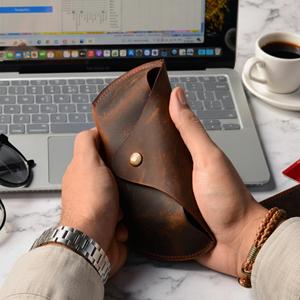 Luxury Genuine Leather Glasses Case <b>Slim</b> Soft Cowhide Pouch Handmade Reading Spectacles Protector Cover Bag LGC-0080 - Product Image 1